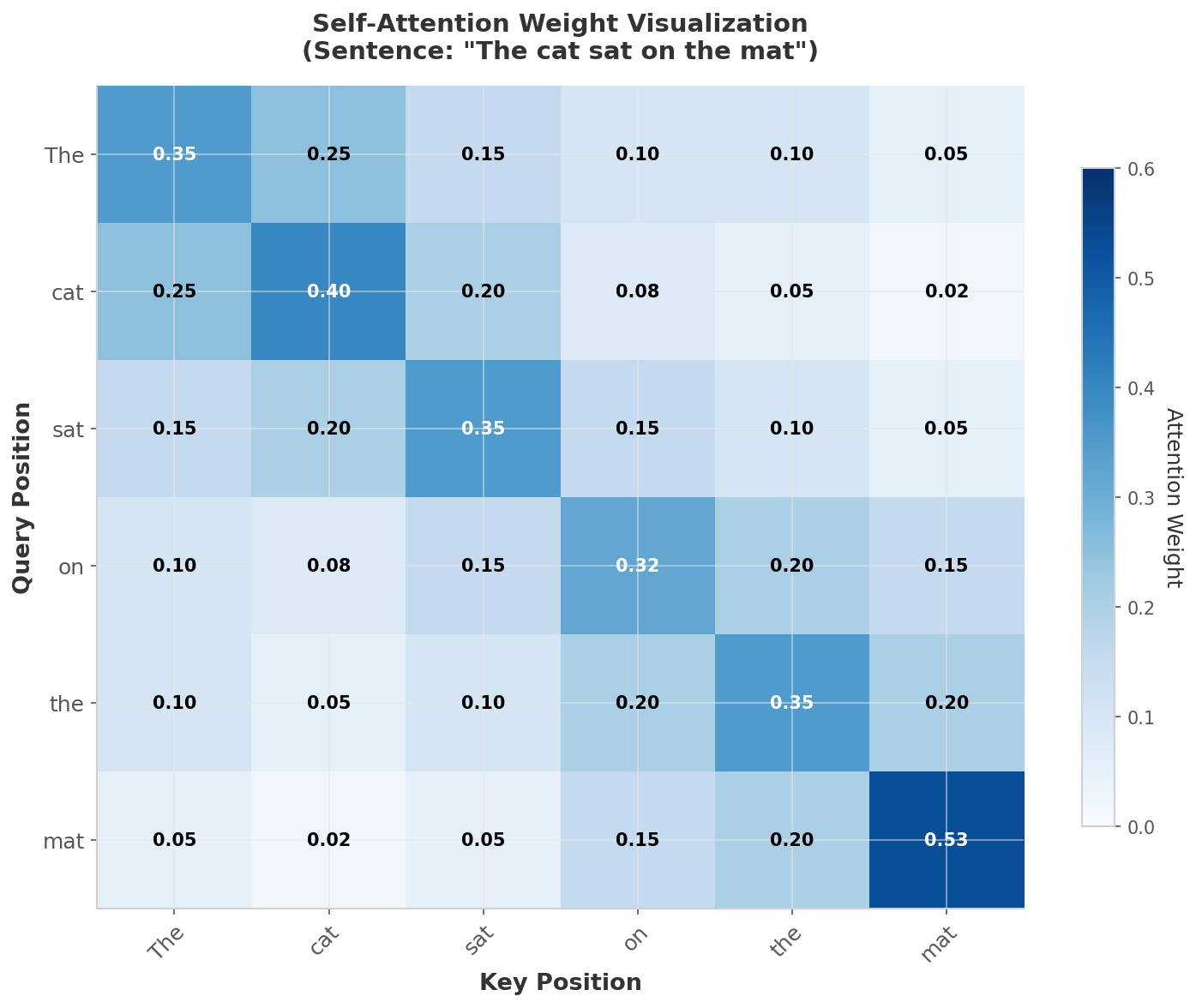 自注意力权重可视化